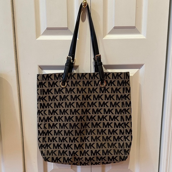 Michael Kors Handbags - Michael Kors Tan and Black MK Logo Tote